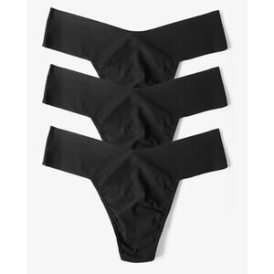 Hanky Panky 3 Pack S Breathe Natural Thong Black Underwear Panties NEW